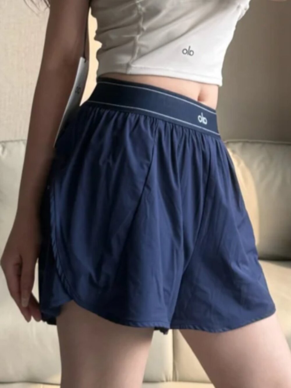 Navy Blue Alo Match Point Athletic Shorts A Minimalist Sophisticated Style Stapl - Picture 9 of 9